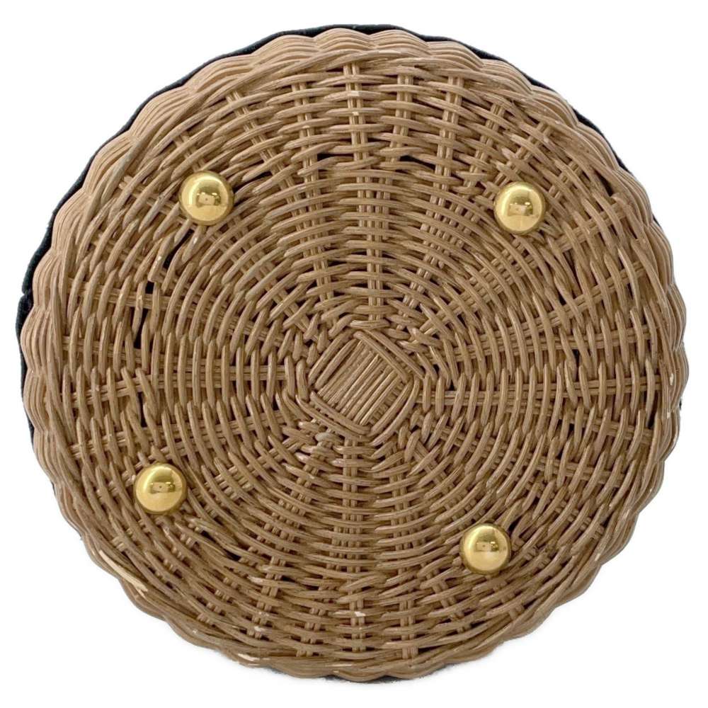 Dior ObliqueWicker Basket Drawstring Bag Shoulder Bag Brown/Navy M7600CMVO Rattan Canvas