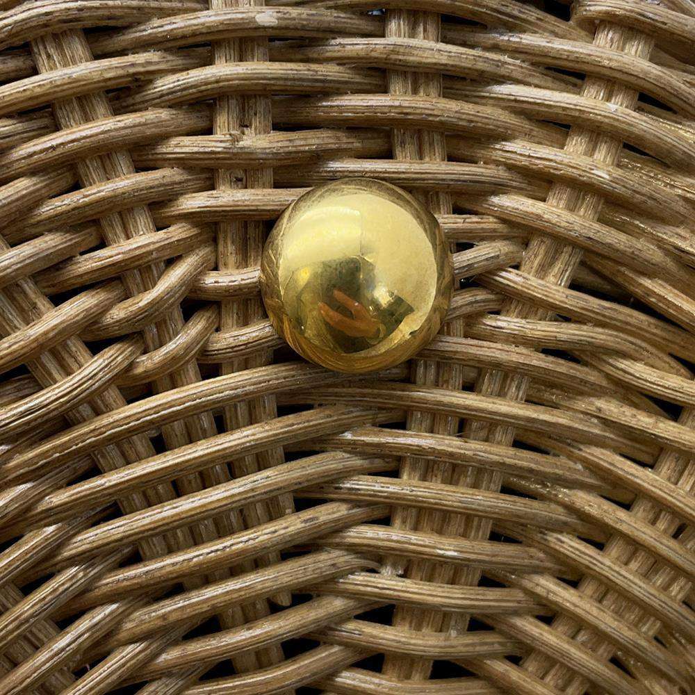 Dior ObliqueWicker Basket Drawstring Bag Shoulder Bag Brown/Navy M7600CMVO Rattan Canvas