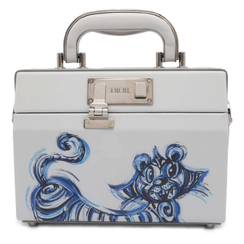 Dior 2WAY Lock Bag Kenny Scharf Collaboration Gray/Blue Leather