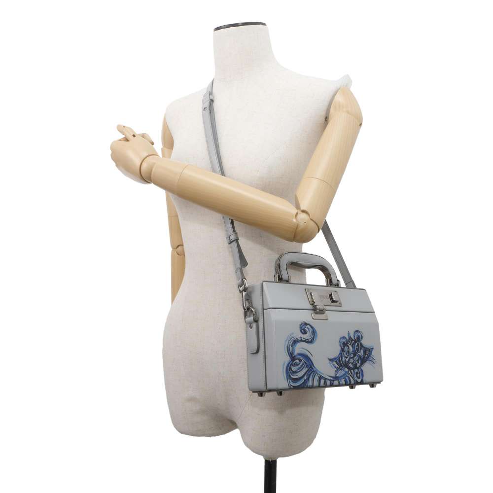 Dior 2WAY Lock Bag Kenny Scharf Collaboration Gray/Blue Leather