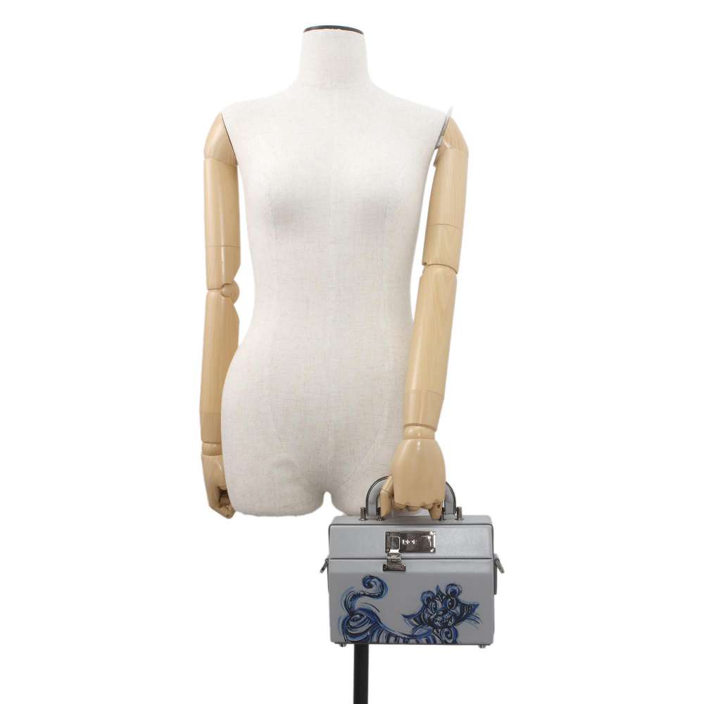 Dior 2WAY Lock Bag Kenny Scharf Collaboration Gray/Blue Leather