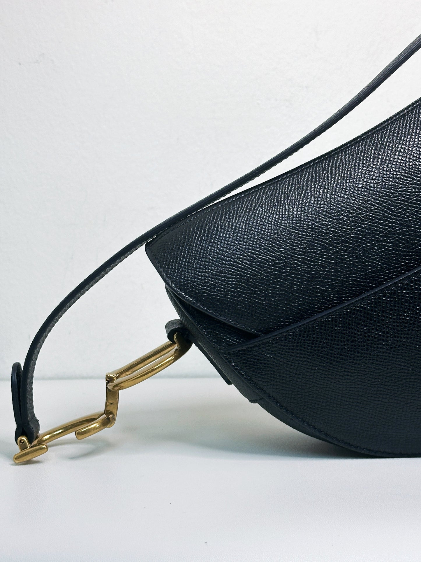 Christian Dior Saddle Bag with Strap Golden Saddle Black Calfskin 2022 year