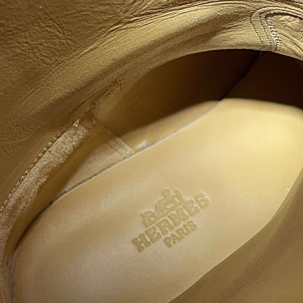 HERMES Faustin short boots Beige Calf Leather Size 35