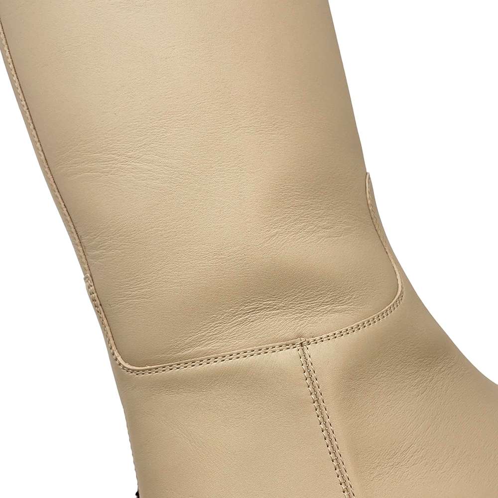 HERMES Faustin short boots Beige Calf Leather Size 35
