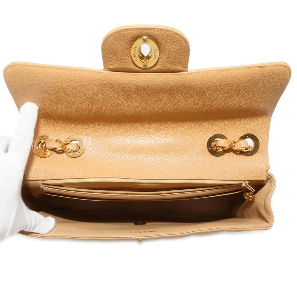 CHANEL Jumbo Matelasse ChainShoulder Bag BeigeA04412 Caviar Leather Size 30