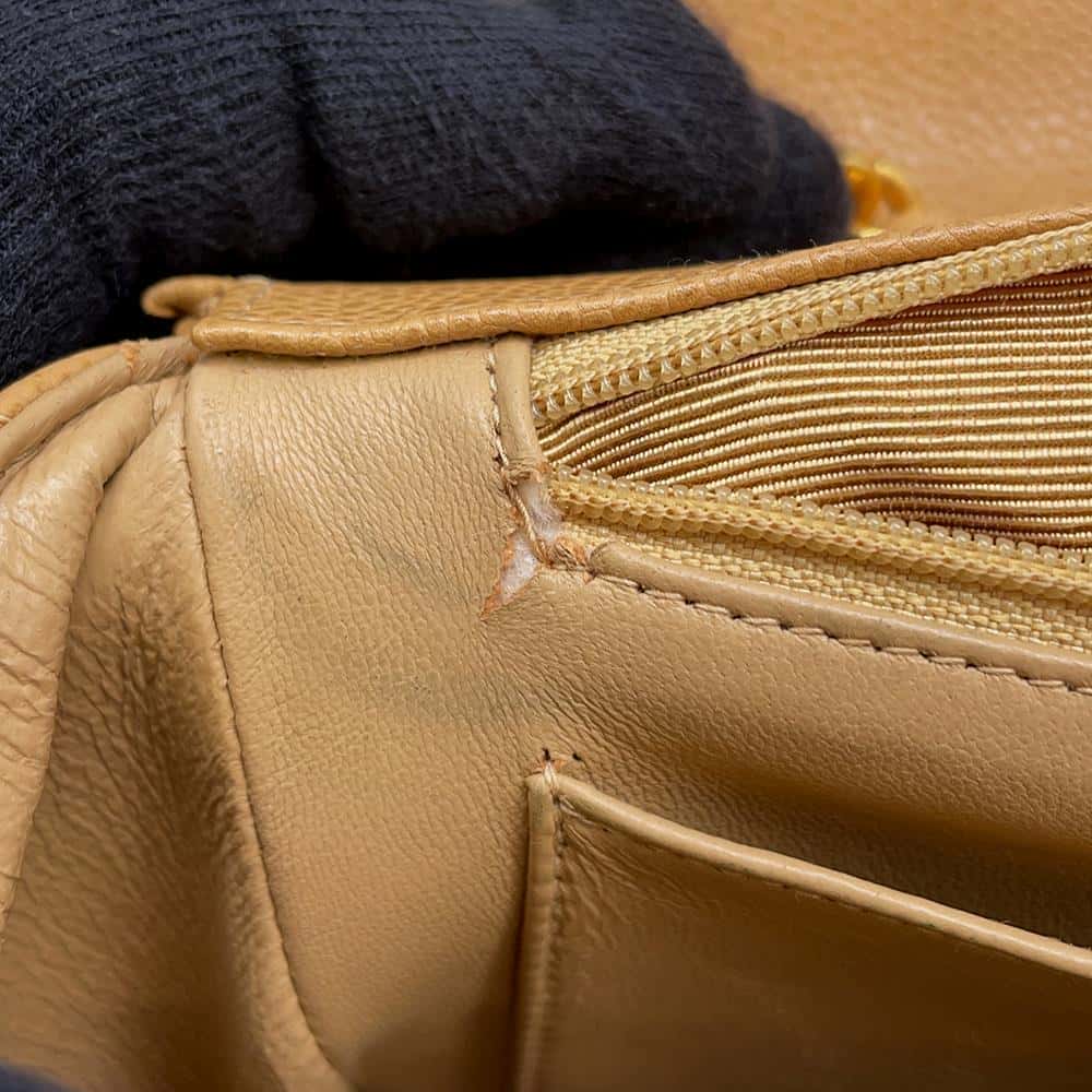 CHANEL Jumbo Matelasse ChainShoulder Bag BeigeA04412 Caviar Leather Size 30