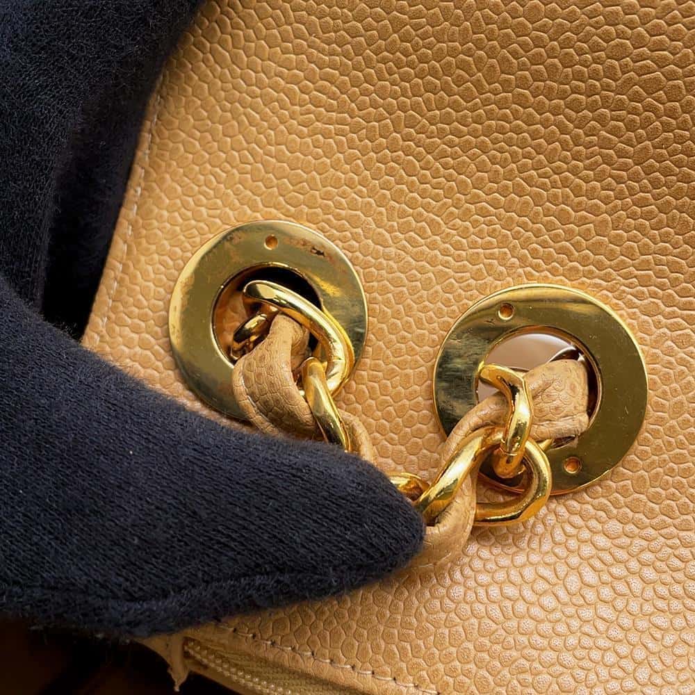 CHANEL Jumbo Matelasse ChainShoulder Bag BeigeA04412 Caviar Leather Size 30