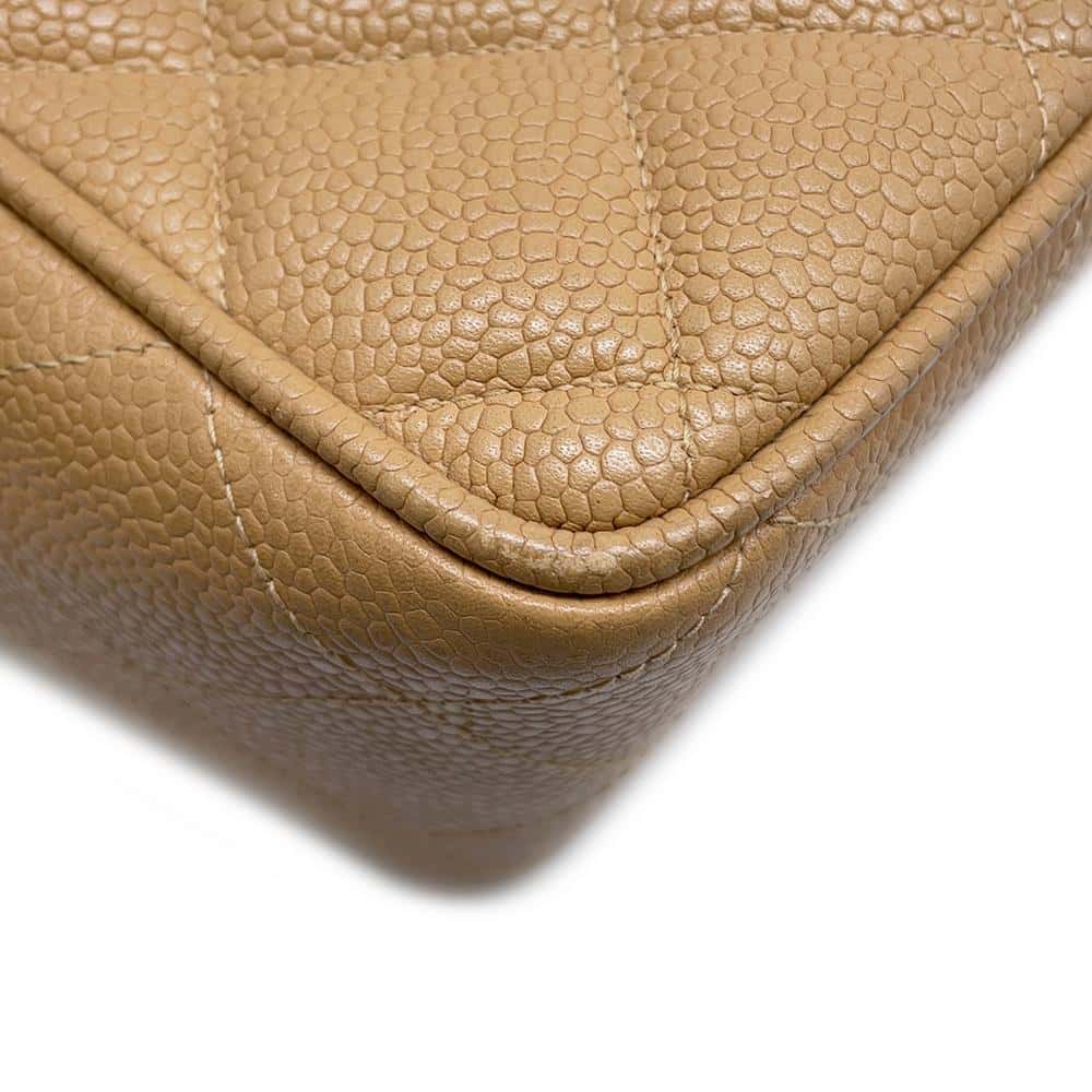 CHANEL Jumbo Matelasse ChainShoulder Bag BeigeA04412 Caviar Leather Size 30