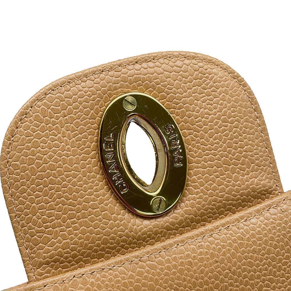 CHANEL Jumbo Matelasse ChainShoulder Bag BeigeA04412 Caviar Leather Size 30