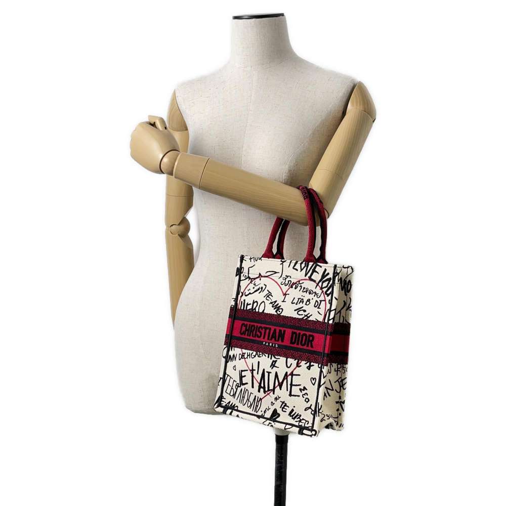 Dior Dior Amour Book Tote White/Red Canvas Size Small