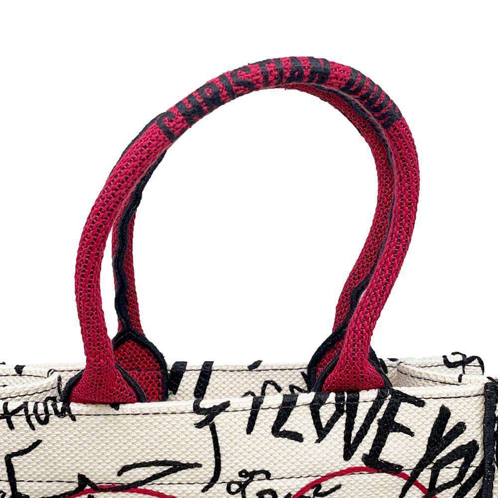 Dior Dior Amour Book Tote White/Red Canvas Size Small