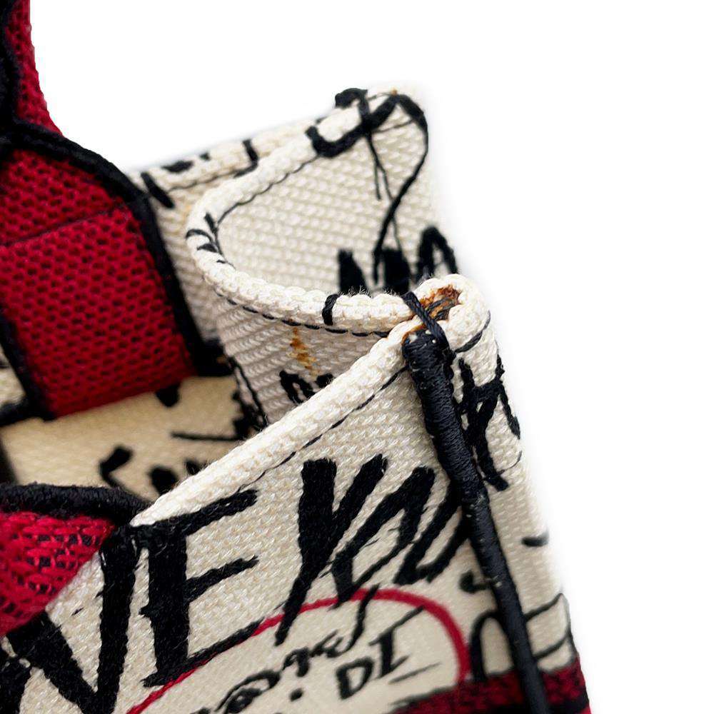 Dior Dior Amour Book Tote White/Red Canvas Size Small