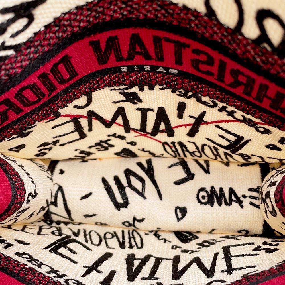 Dior Dior Amour Book Tote White/Red Canvas Size Small