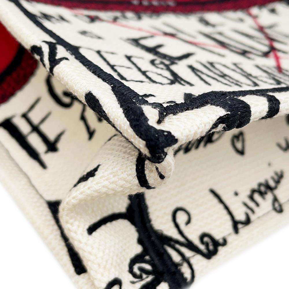 Dior Dior Amour Book Tote White/Red Canvas Size Small