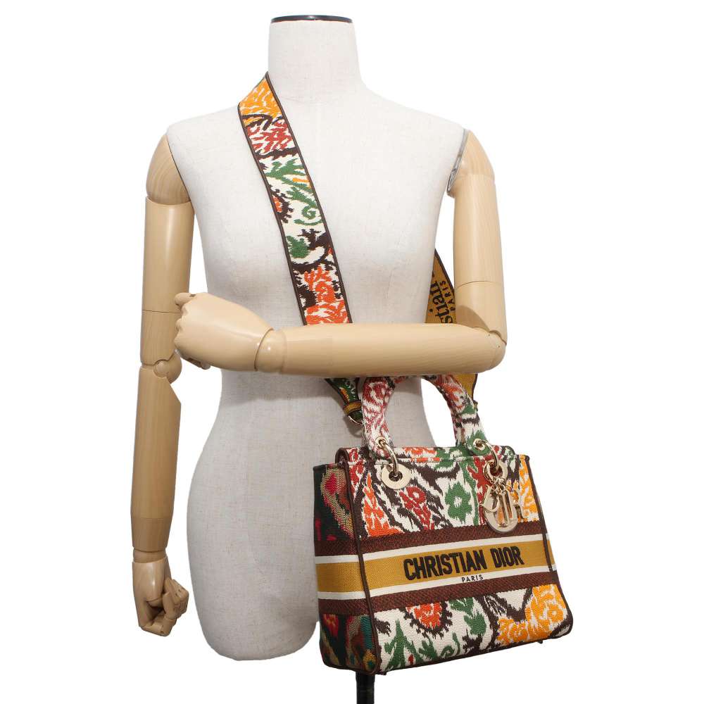 Dior Lady D-LITE Paisley 2WAY Handbag Multicolor Canvas Size Medium