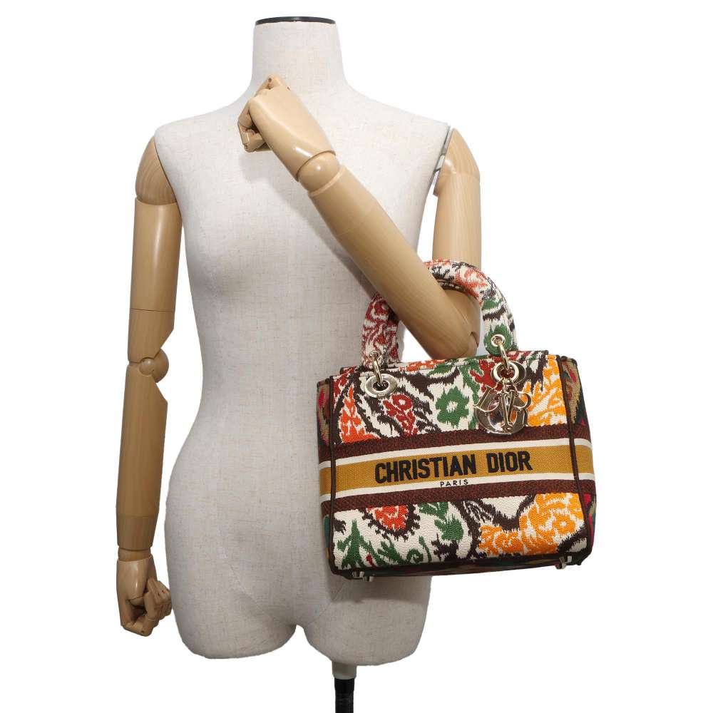 Dior Lady D-LITE Paisley 2WAY Handbag Multicolor Canvas Size Medium