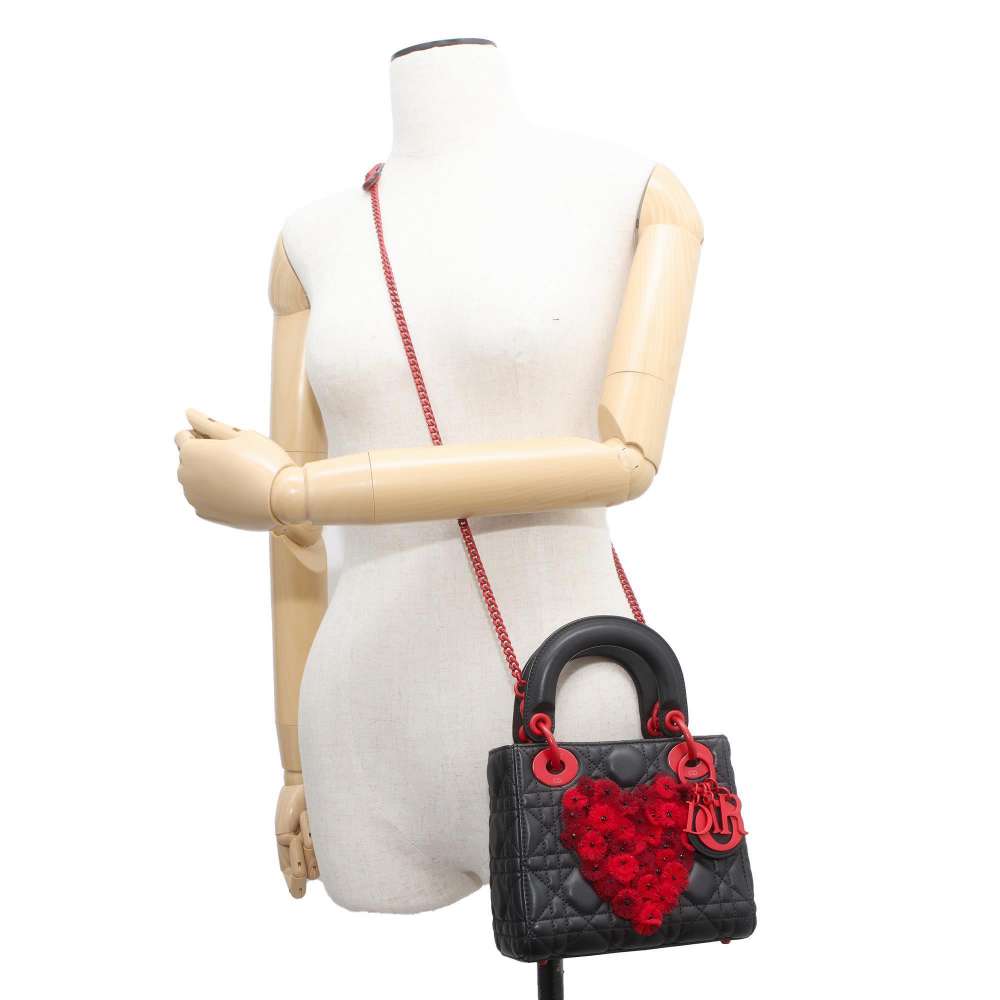 Dior Lady Dior Cannage Tanabata Limited Edition Black/Red M0505OWCB Lambskin Size Mini