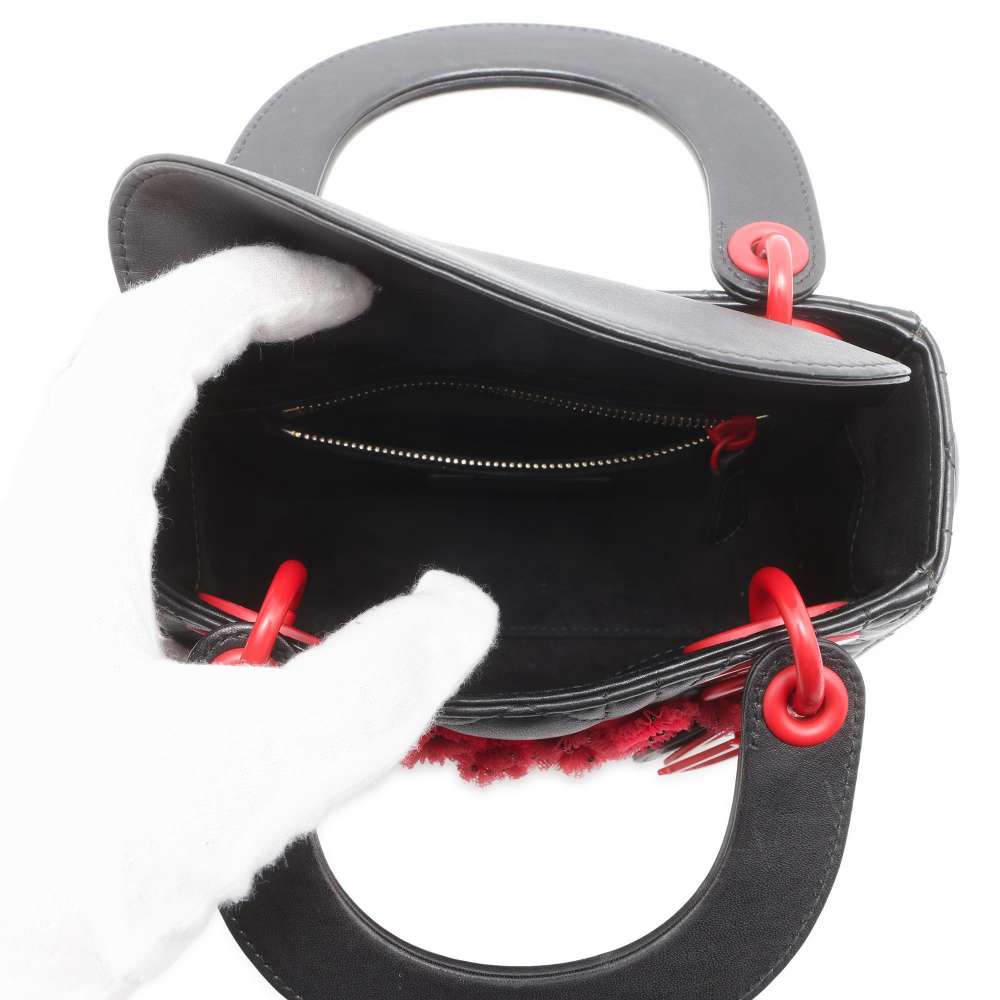Dior Lady Dior Cannage Tanabata Limited Edition Black/Red M0505OWCB Lambskin Size Mini