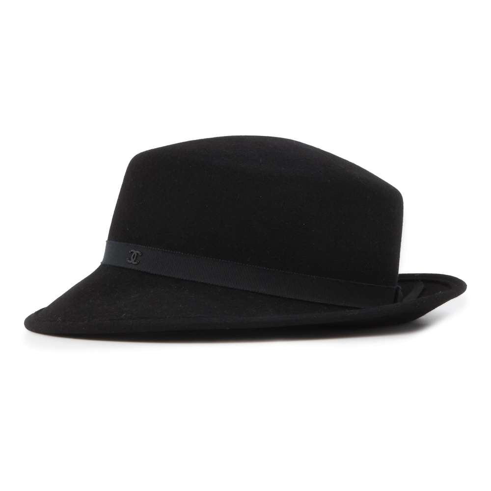 CHANEL Hat Ribbon Size M Black Rabbit100%