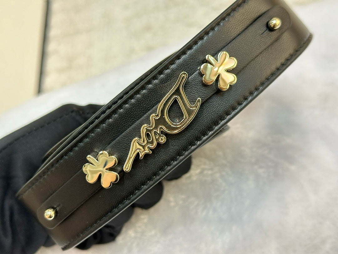 Christian Dior Small Cannage Lambskin My Lady Dior ABC Bag Black GHW