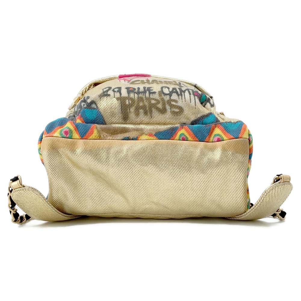 CHANEL CC Logo Graffiti Backpack Gold/Multicolor AS0867 Canvas Leather
