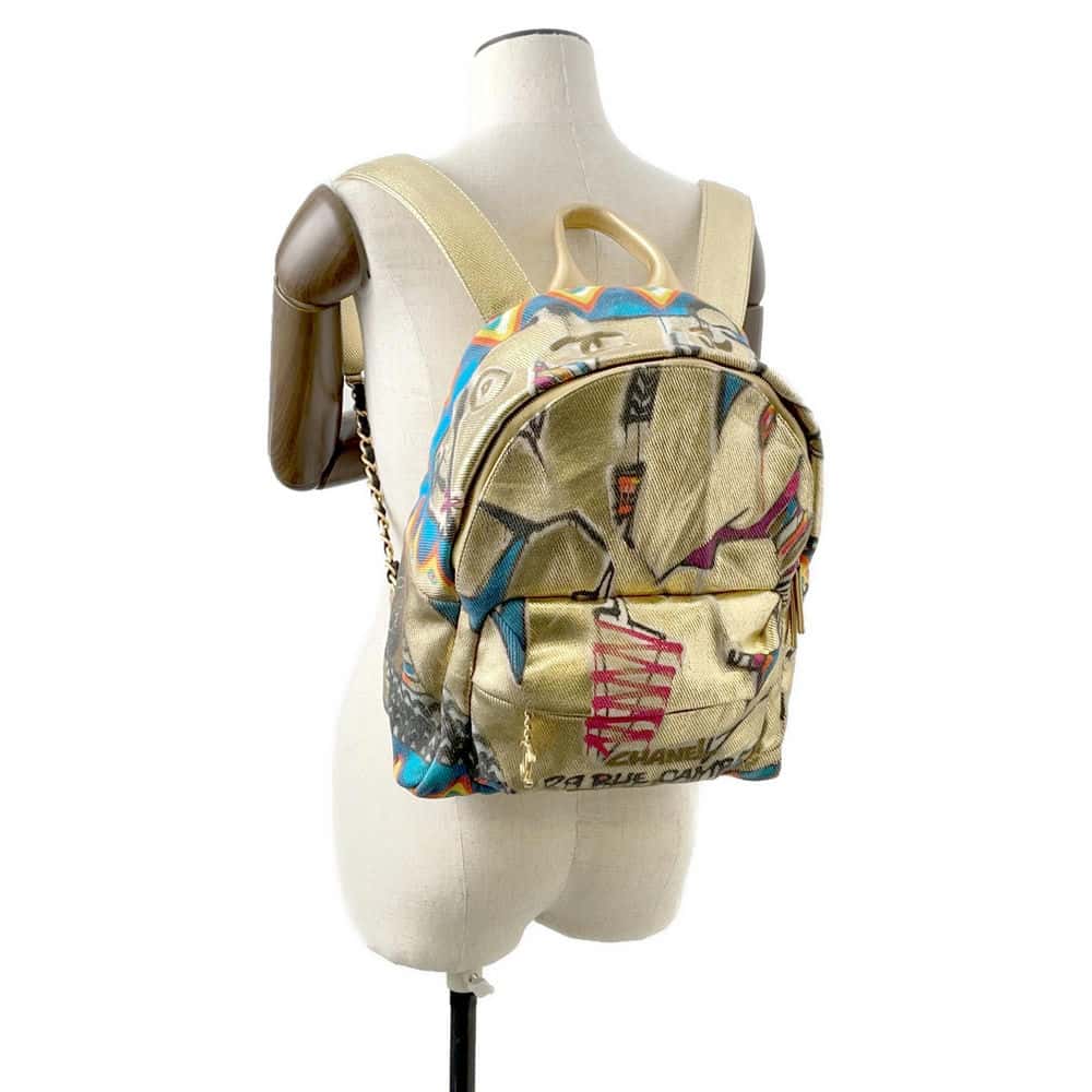 CHANEL CC Logo Graffiti Backpack Gold/Multicolor AS0867 Canvas Leather
