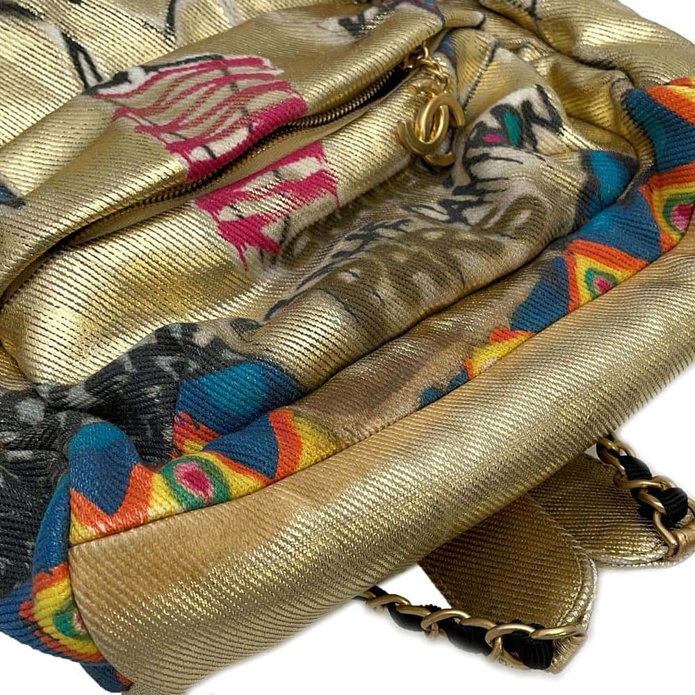CHANEL CC Logo Graffiti Backpack Gold/Multicolor AS0867 Canvas Leather