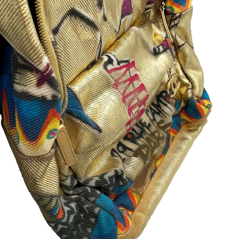CHANEL CC Logo Graffiti Backpack Gold/Multicolor AS0867 Canvas Leather