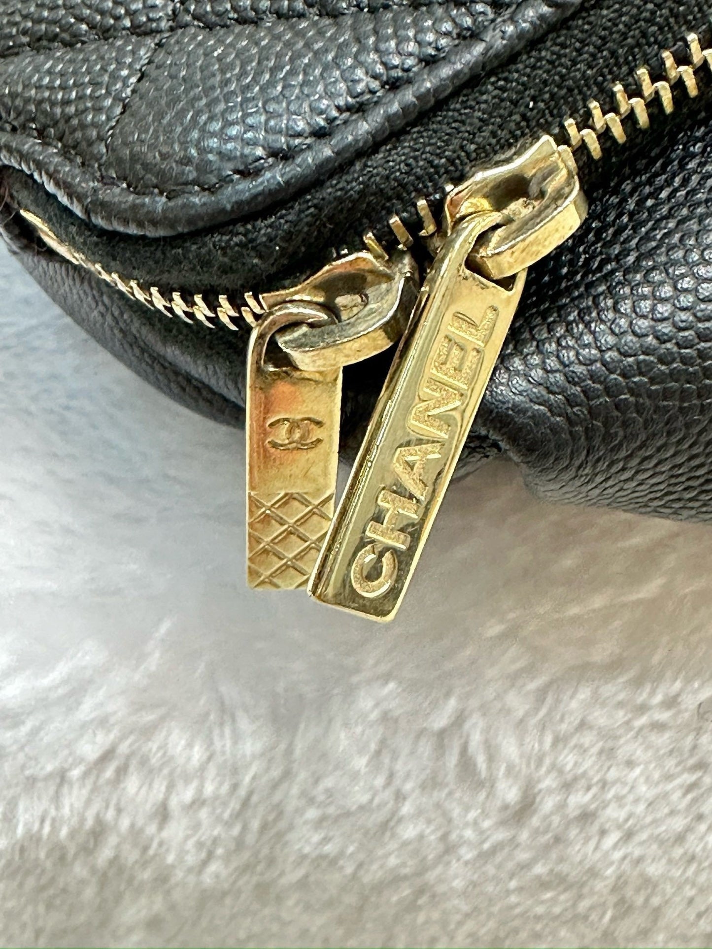 Chanel Black Quilted Caviar Leather Business Affinity Waist Belt Bag (not have card)