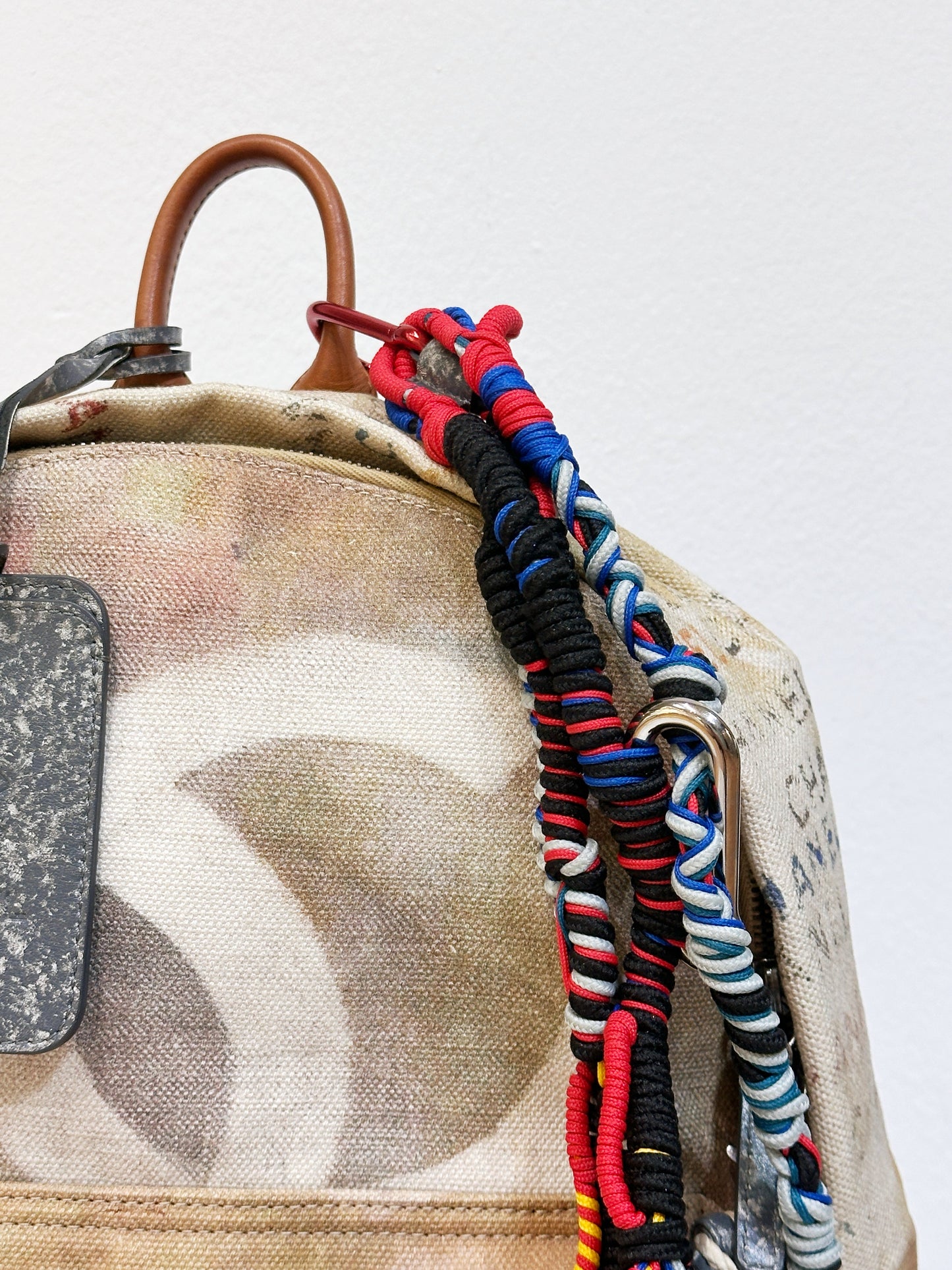 Chanel Graffiti Printed Canvas Medium Backpack Beige 1958 holo card