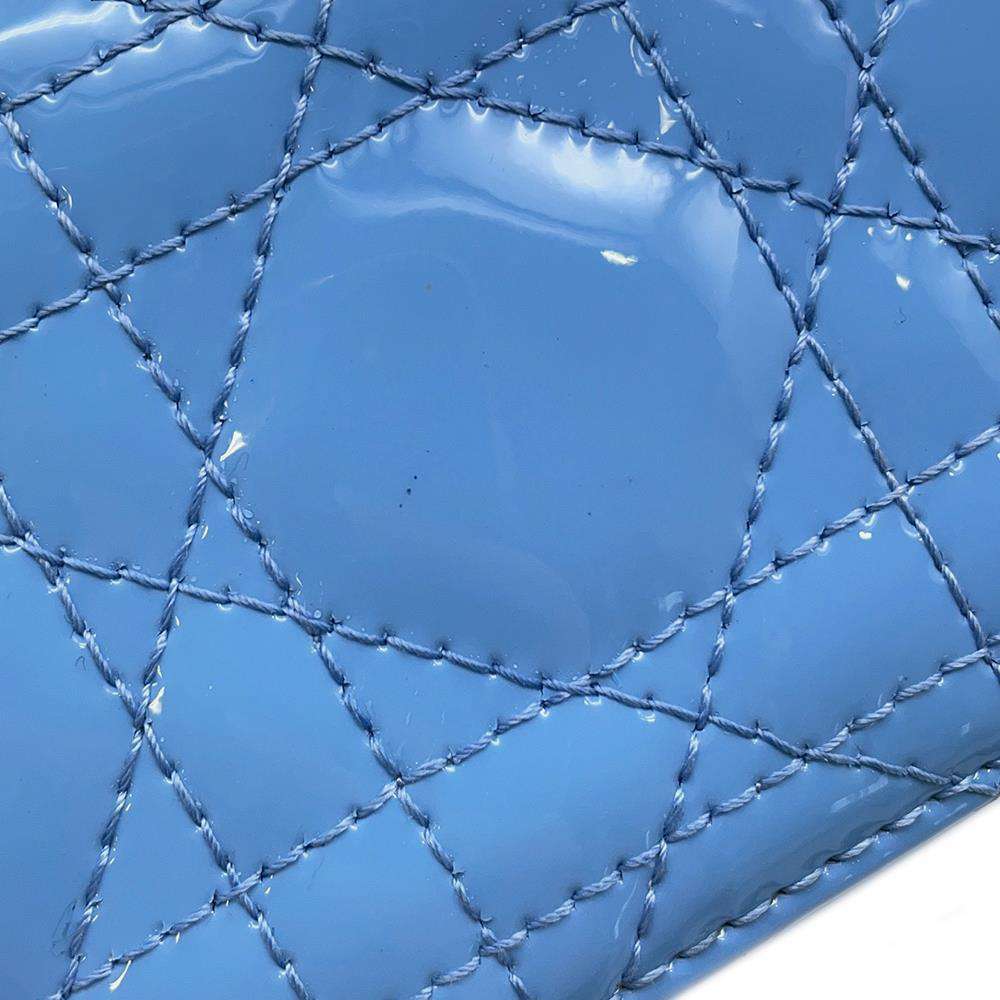 Dior Lady Dior Vanity 2way Bag Light Blue S0935OWCB Patent Leather Size micro