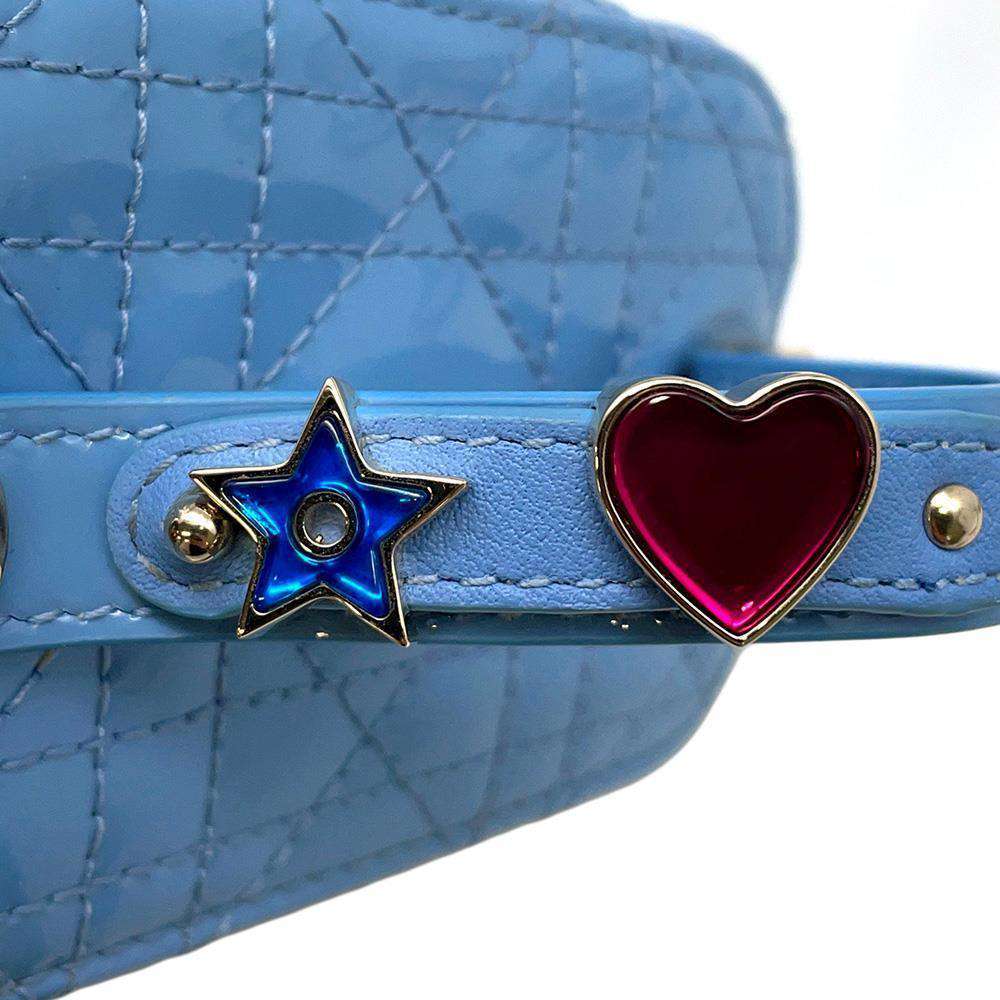 Dior Lady Dior Vanity 2way Bag Light Blue S0935OWCB Patent Leather Size micro