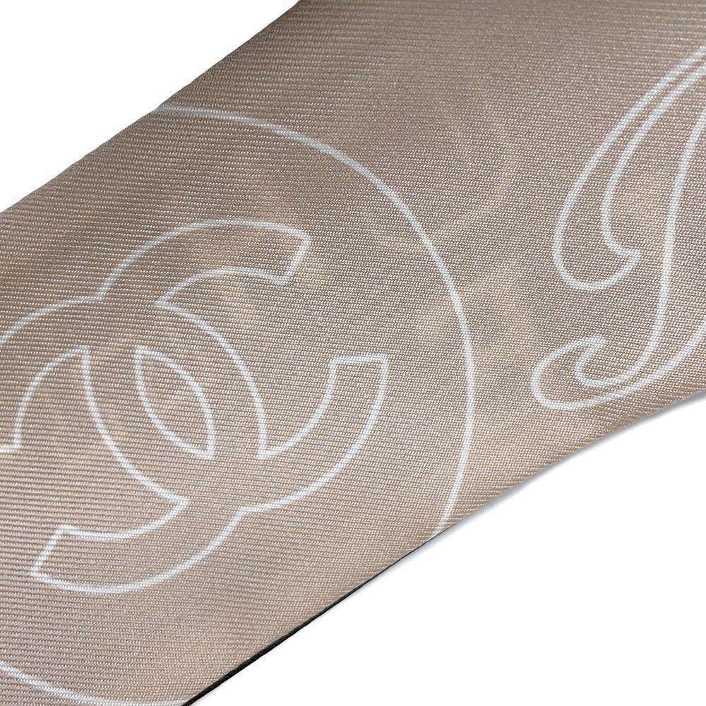 CHANEL Scarf logo design Beige/Black Silk100%