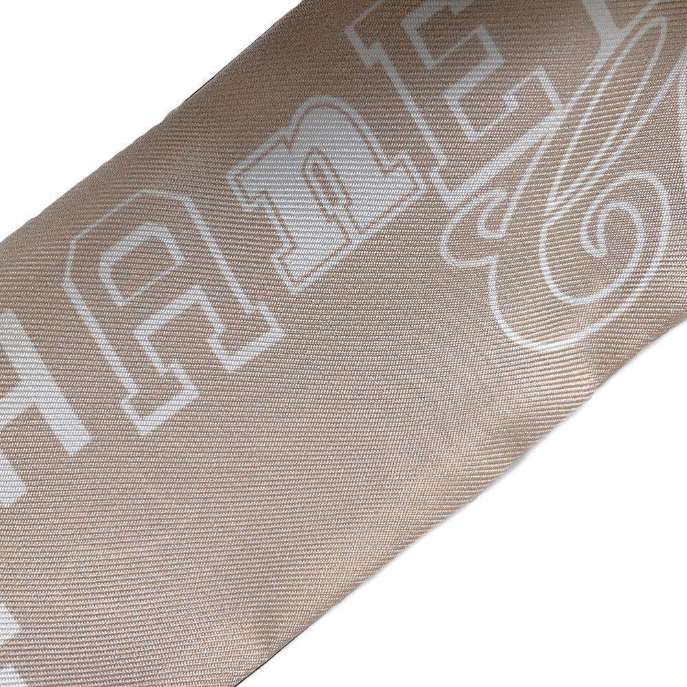 CHANEL Scarf logo design Beige/Black Silk100%
