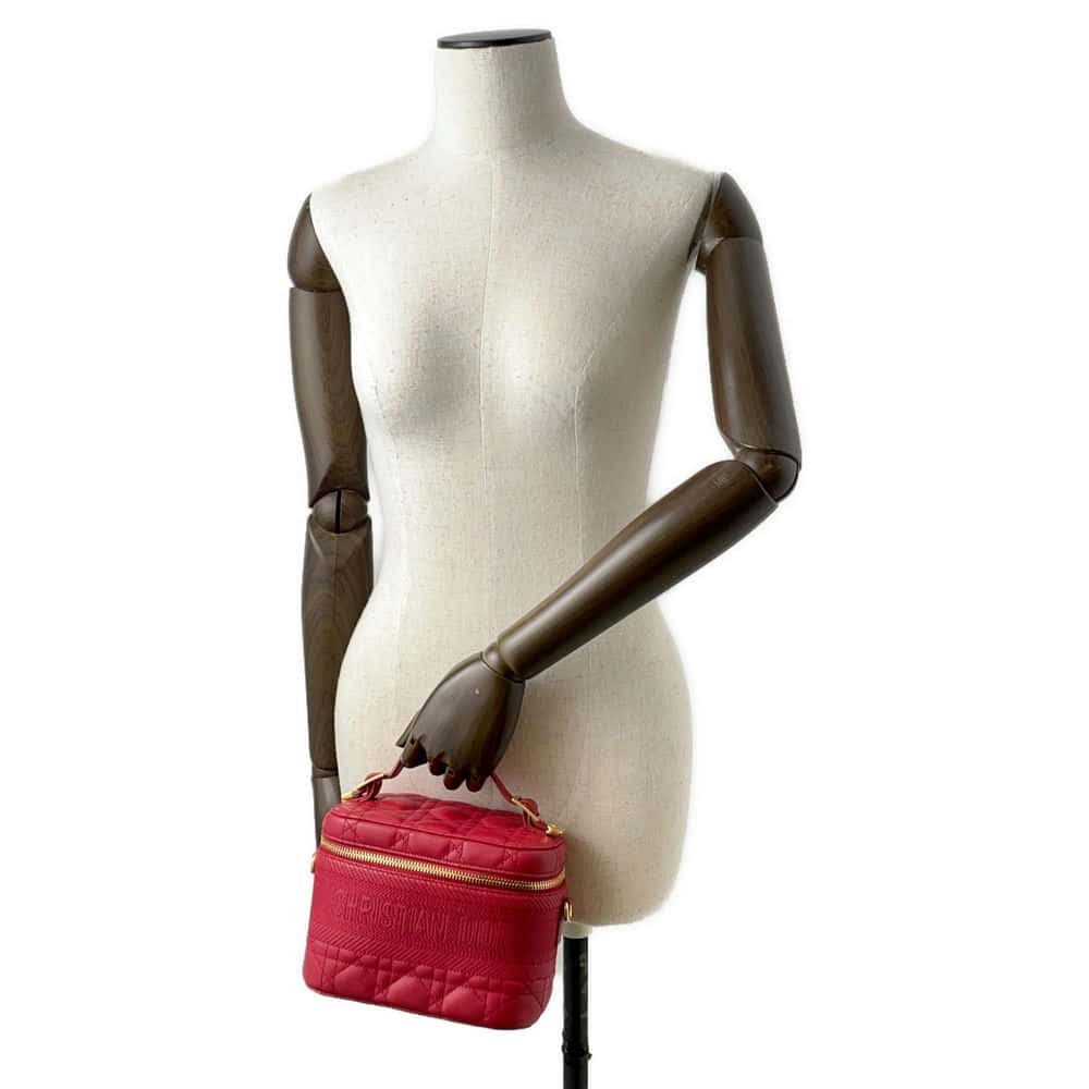 Dior Vanity bag Red S5488UNTR Lambskin Size Small
