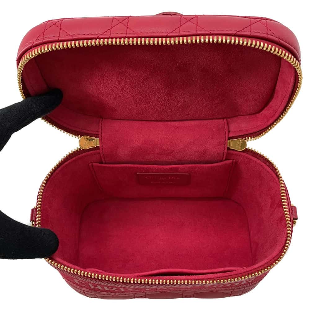 Dior Vanity bag Red S5488UNTR Lambskin Size Small