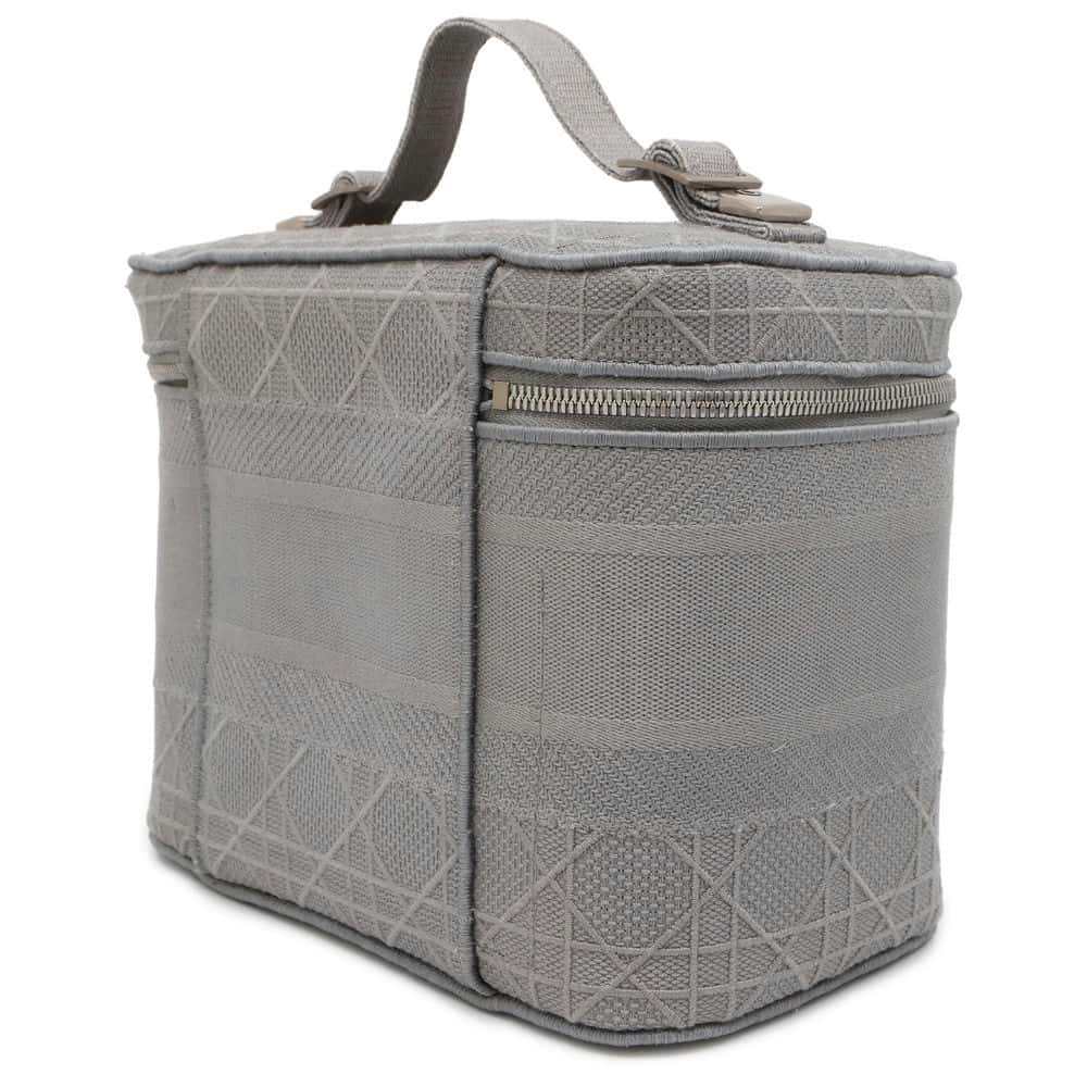 Dior Cannage Embroidery Travel Vanity Bag Light Gray S5480VREY Canvas