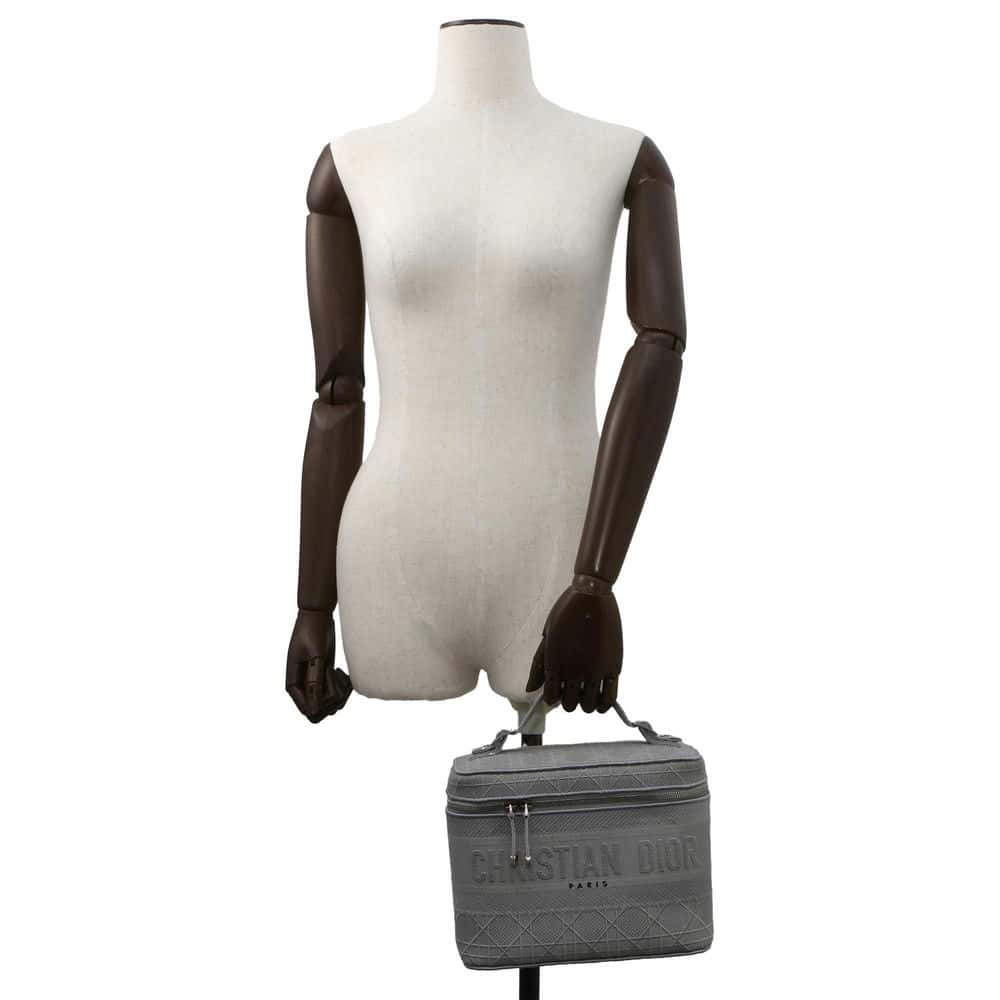 Dior Cannage Embroidery Travel Vanity Bag Light Gray S5480VREY Canvas