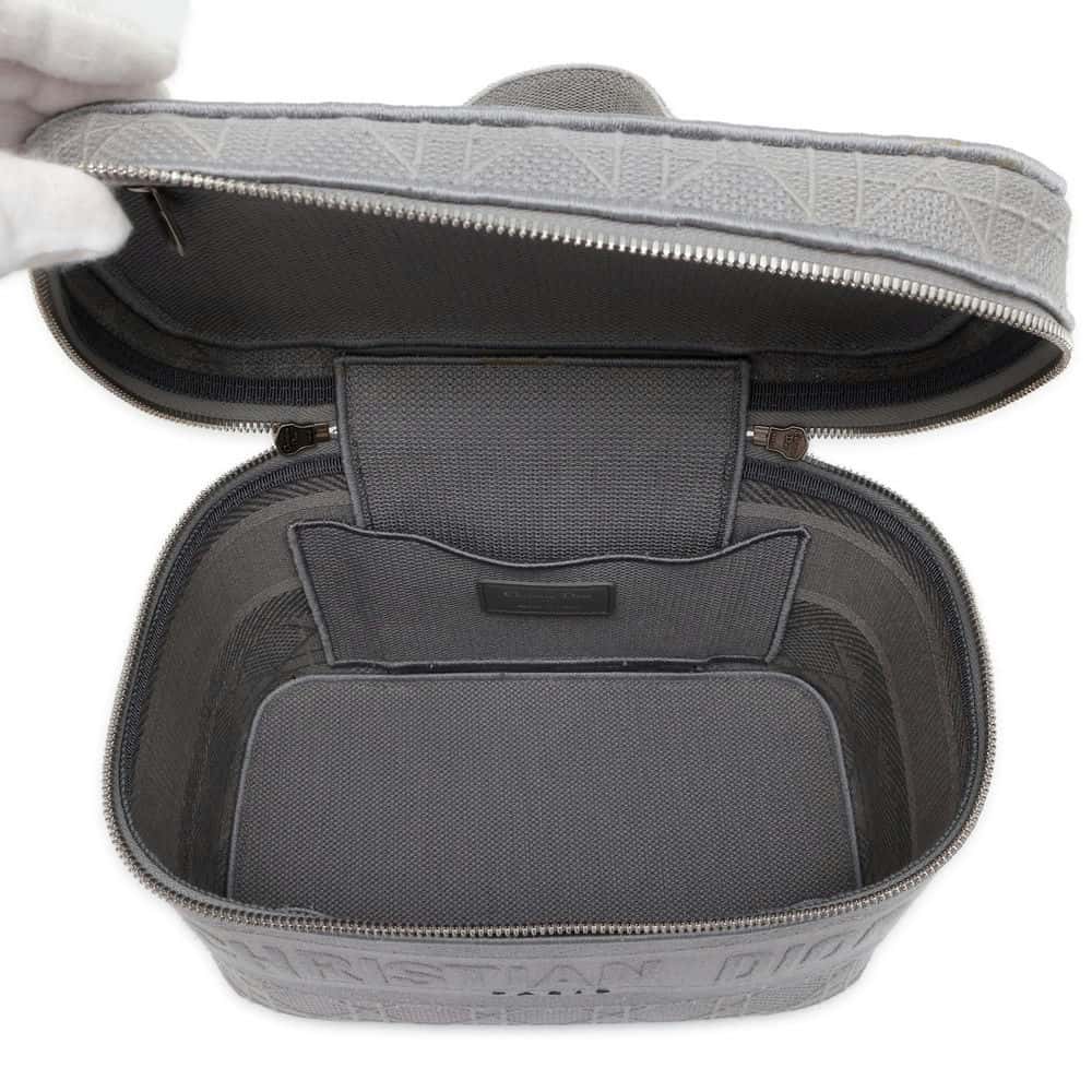 Dior Cannage Embroidery Travel Vanity Bag Light Gray S5480VREY Canvas