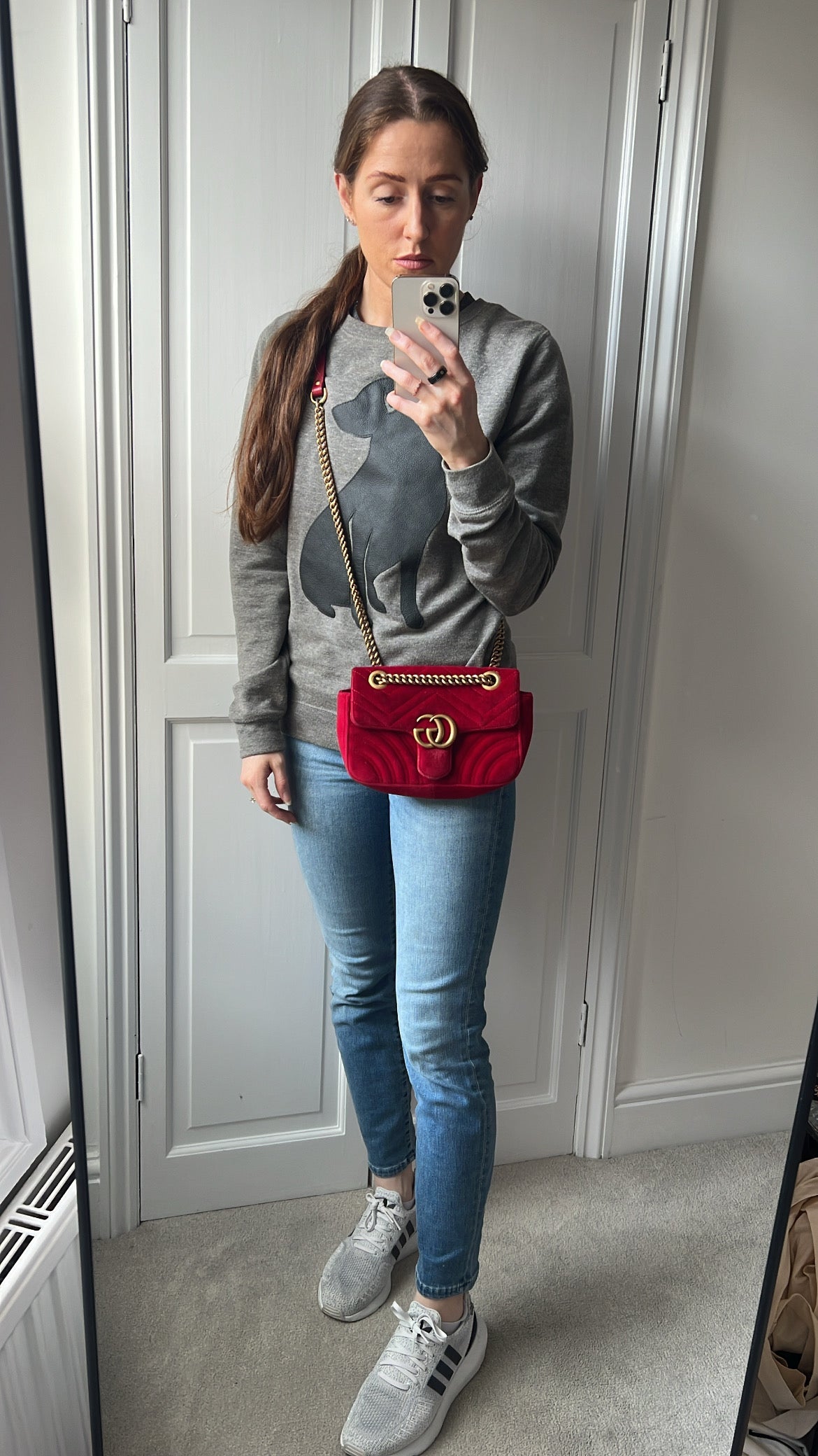 Gucci GG Mini Red Velvet Marmont Mini Shoulder Bag (RRP £1295)