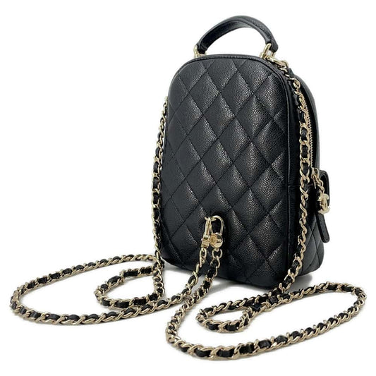 CHANEL Matelasse Backpack Black AP3753 Caviar Leather Size Mini