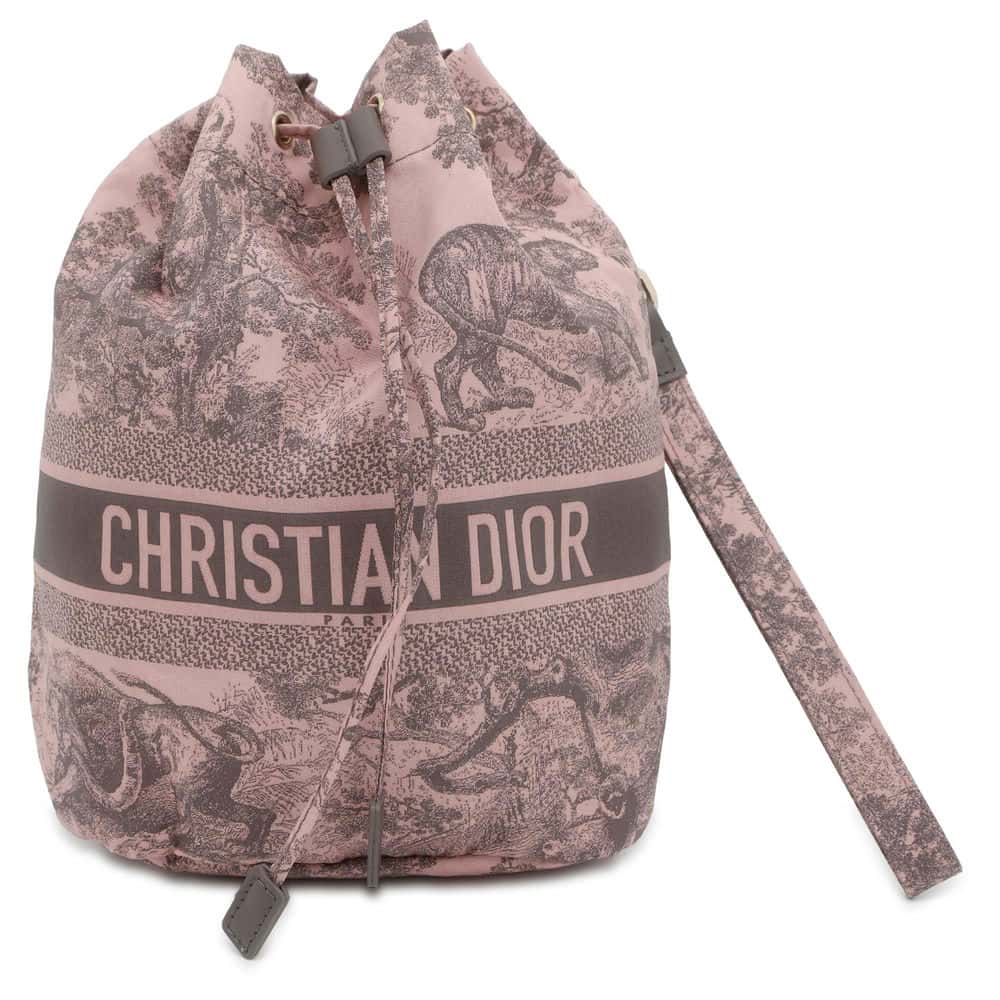 Dior Toile de Jouy Drawstring Bag Pouch Pink/Gray S5452ONTJ_M45E Nylon Leather