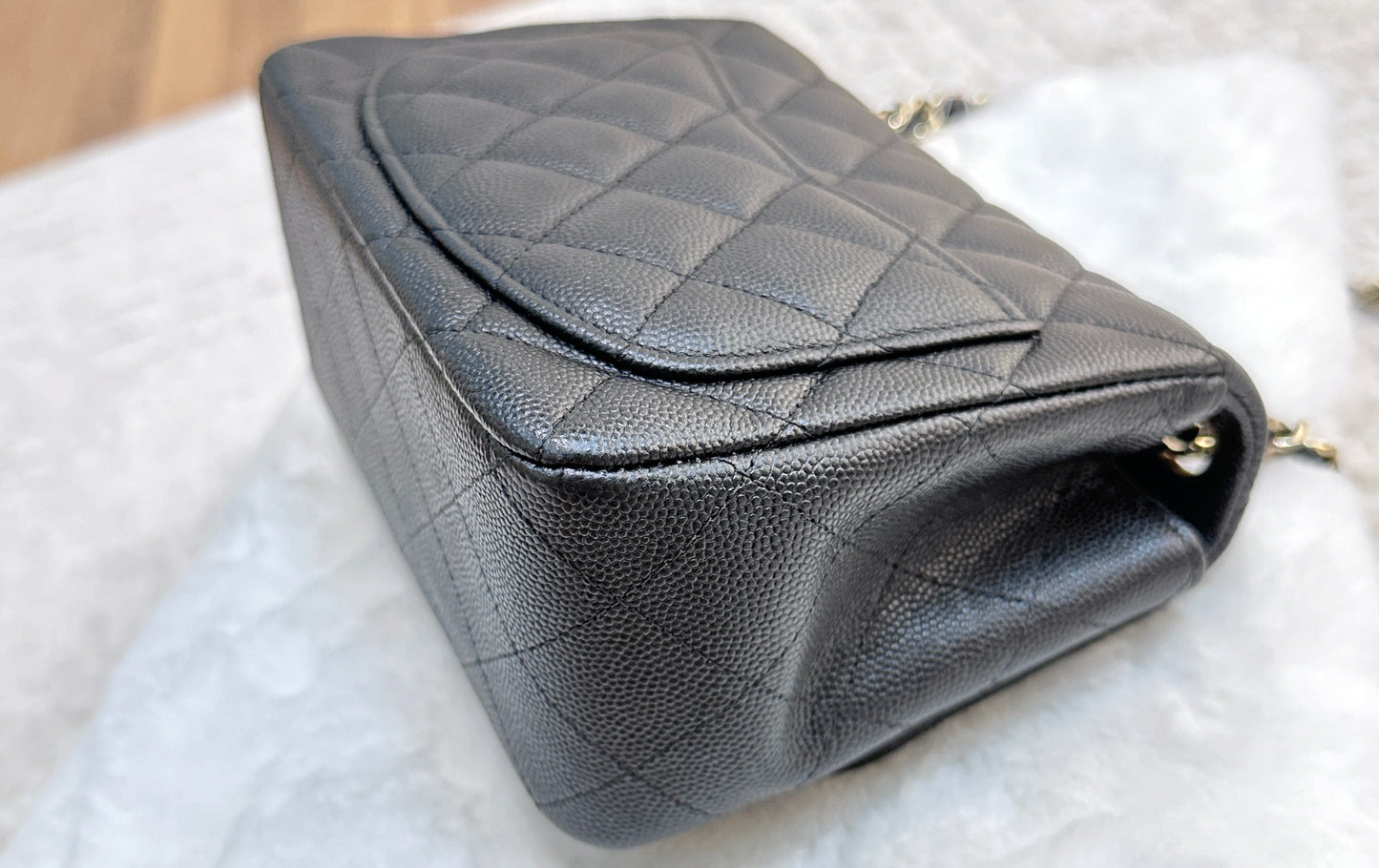 Chanel Black Mini Square Caviar Flap Bag Gold Hardware