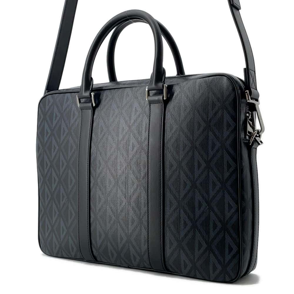 Dior CDDiamond Zip Briefcase Black/Gray 1ESBR180CDP_H43E PVC Coated Canvas Calf Leather