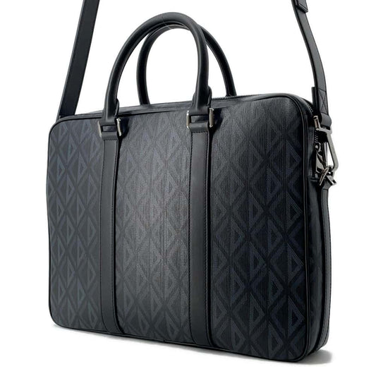Dior CDDiamond Zip Briefcase Black/Gray 1ESBR180CDP_H43E PVC Coated Canvas Calf Leather