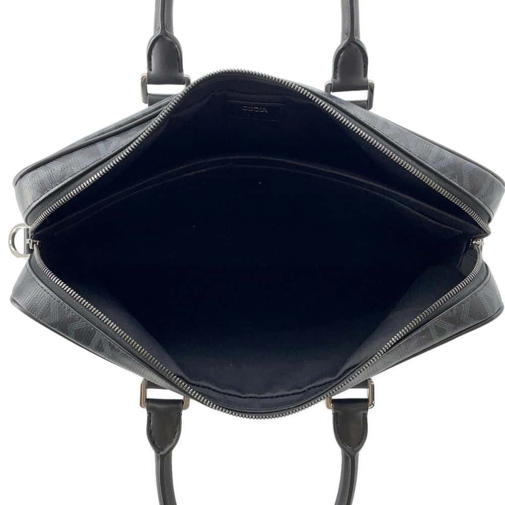 Dior CDDiamond Zip Briefcase Black/Gray 1ESBR180CDP_H43E PVC Coated Canvas Calf Leather