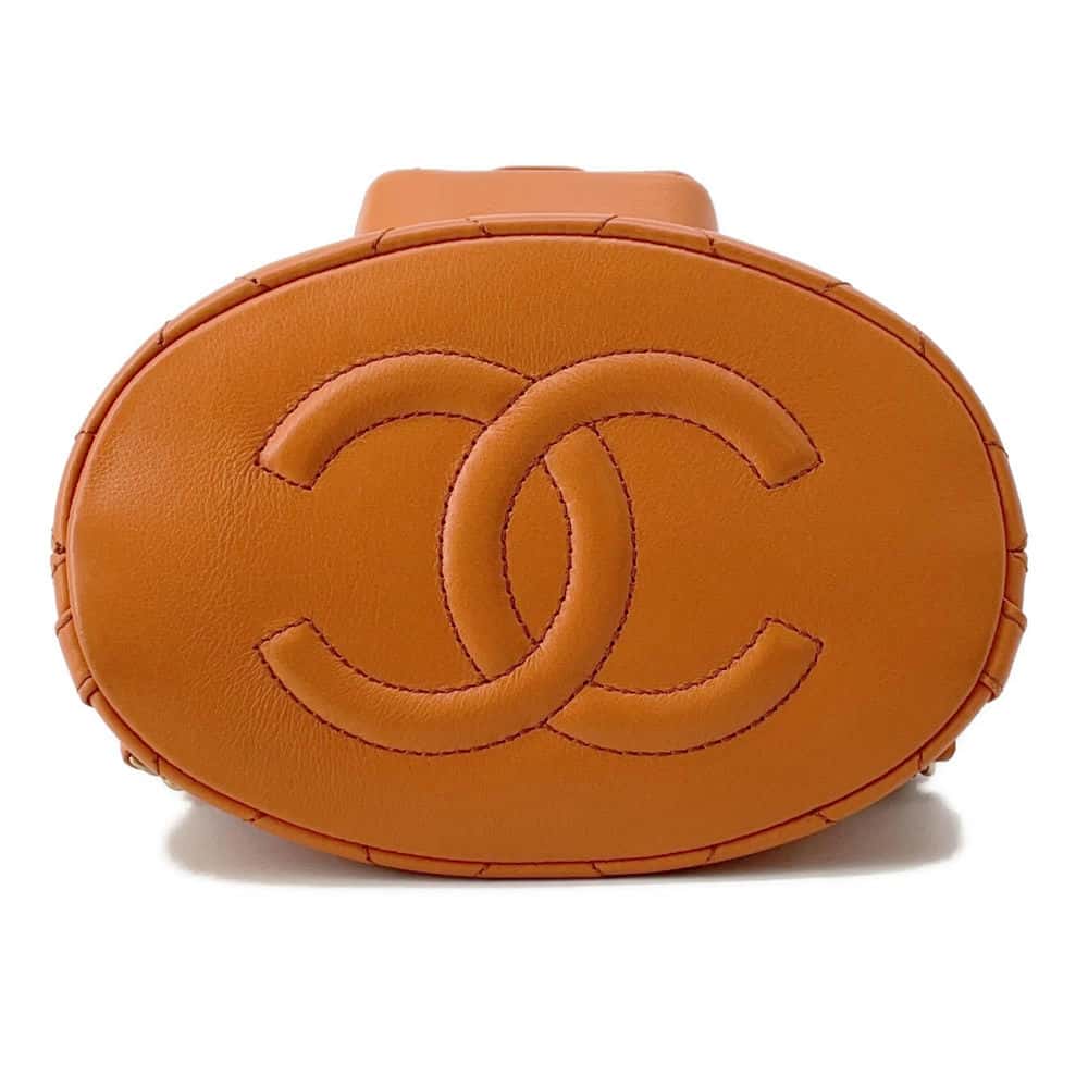 CHANEL Matelasse Backpack with Mini Bag Pouch Orange AS3947 Leather Size Small