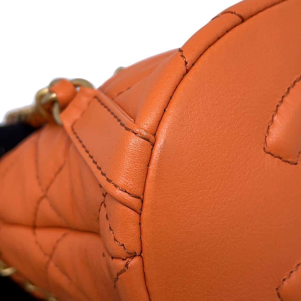 CHANEL Matelasse Backpack with Mini Bag Pouch Orange AS3947 Leather Size Small