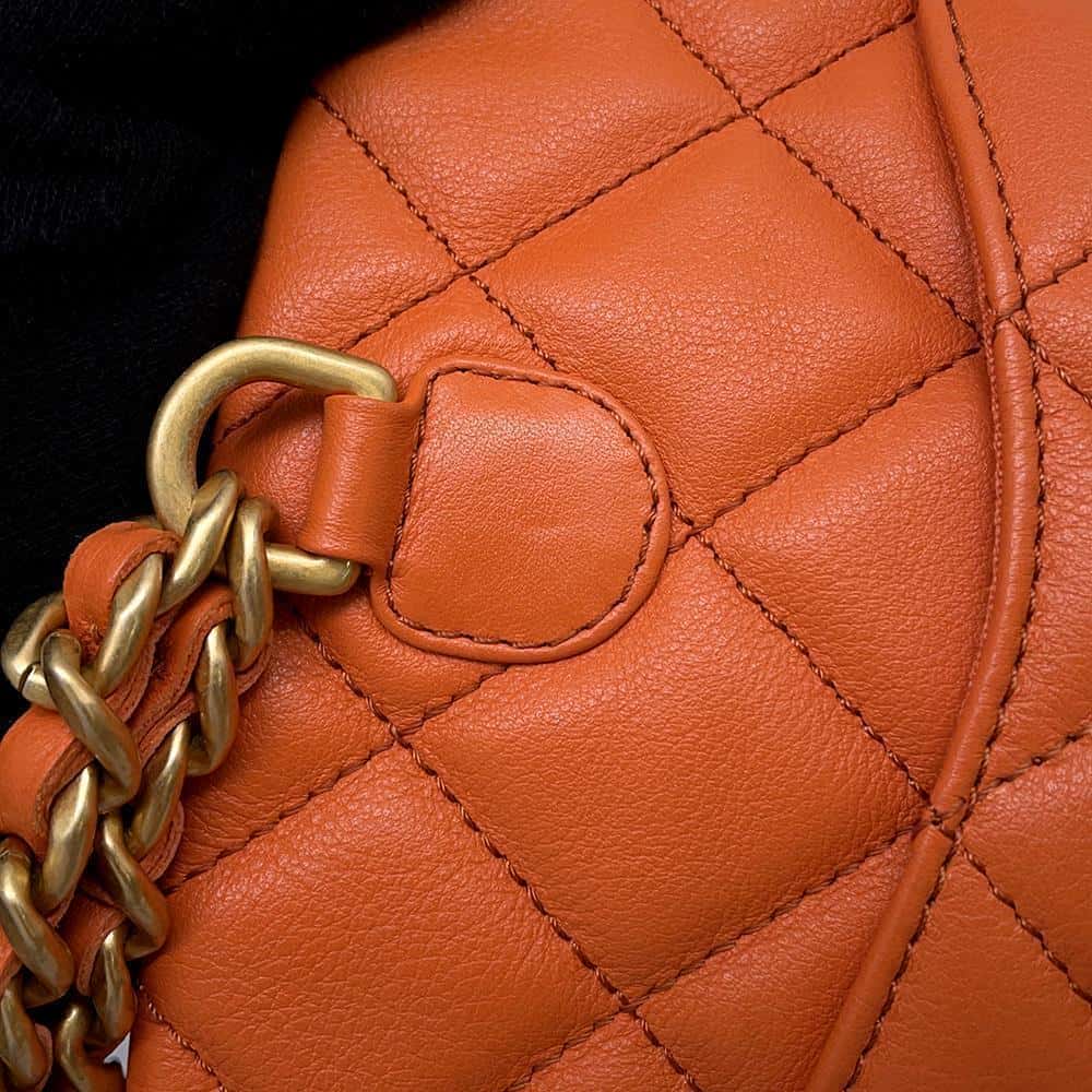 CHANEL Matelasse Backpack with Mini Bag Pouch Orange AS3947 Leather Size Small