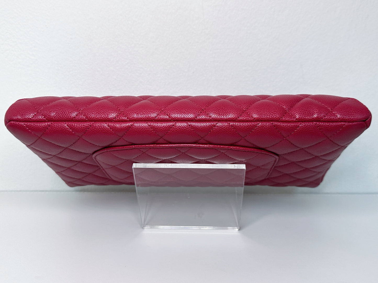 Chanel Flap Clutch Bag Red Caviar SHW 2645 holo card